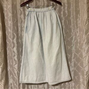 Calvin Klein VTG 80s Denim Maxi Jean Skirt Chambray Vintage Light Blue